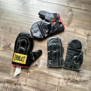 Everlast Black Gloves with Red Stitching